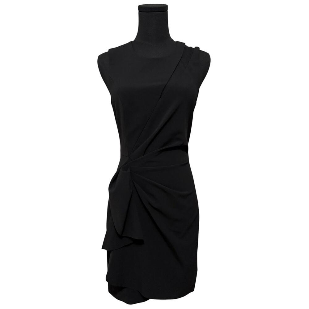 NEW Parker Black Cocktail Dress Sleeveless Mesh Cutout Detail Ruched LBD Size 0